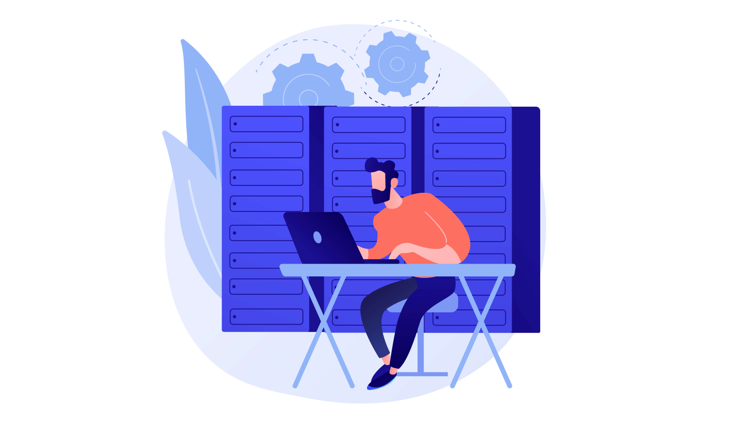 Une personne assise, en train de mener des analyses sur un cluster de calcul HPC.